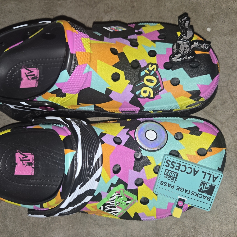 CROCS Slippers - Vibrant Multicolor 90s Design